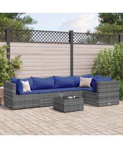 vidaXL 6-cz. zestaw wypoczynkowy do ogrodu, poduszki, szary, rattan PE Dārza mēbeļu komplekti