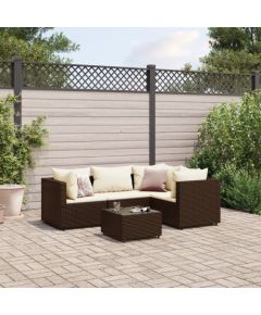 vidaXL 5-cz. zestaw wypoczynkowy do ogrodu, poduszki, polirattan, brąz Dārza mēbeļu komplekti