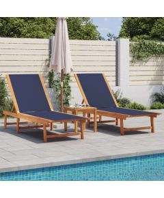 vidaXL Leżaki, 2 szt., niebieskie, lite drewno akacjowe i textilene Шезлонги и пляжные стулья