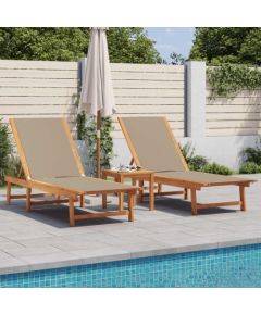 vidaXL Leżaki, 2 szt., taupe, lite drewno akacjowe i textilene Шезлонги и пляжные стулья