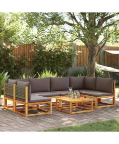 vidaXL 7-cz. zestaw wypoczynkowy do ogrodu, z poduszkami, drewniany Dārza mēbeļu komplekti