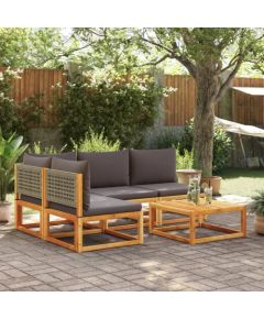 vidaXL 5-cz. zestaw wypoczynkowy do ogrodu, z poduszkami, akacjowy Dārza mēbeļu komplekti