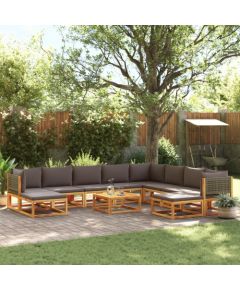 vidaXL 11-cz. zestaw wypoczynkowy do ogrodu, z poduszkami, drewniany Dārza mēbeļu komplekti