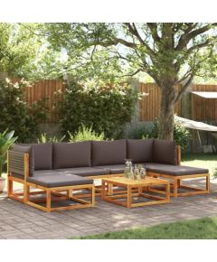 vidaXL 7-cz. zestaw wypoczynkowy do ogrodu, z poduszkami, drewniany Dārza mēbeļu komplekti