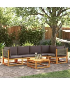 vidaXL 6-cz. zestaw wypoczynkowy do ogrodu, z poduszkami, akacjowy Dārza mēbeļu komplekti