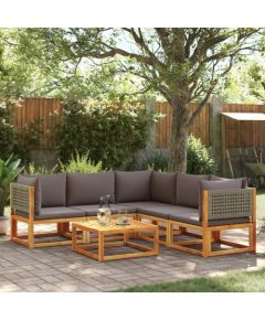 vidaXL 6-cz. zestaw wypoczynkowy do ogrodu, z poduszkami, akacjowy Dārza mēbeļu komplekti