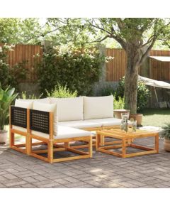 vidaXL 5-cz. zestaw wypoczynkowy do ogrodu, z poduszkami, akacjowy Dārza mēbeļu komplekti