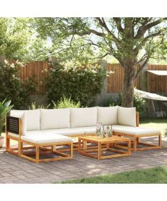 vidaXL 7-cz. zestaw wypoczynkowy do ogrodu, z poduszkami, drewniany Dārza mēbeļu komplekti