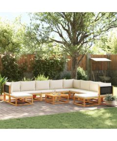 vidaXL 11-cz. zestaw wypoczynkowy do ogrodu, z poduszkami, drewniany Dārza mēbeļu komplekti