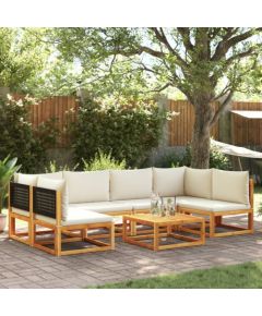 vidaXL 7-cz. zestaw wypoczynkowy do ogrodu, z poduszkami, drewniany Dārza mēbeļu komplekti