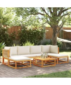 vidaXL 7-cz. zestaw wypoczynkowy do ogrodu, z poduszkami, drewniany Dārza mēbeļu komplekti