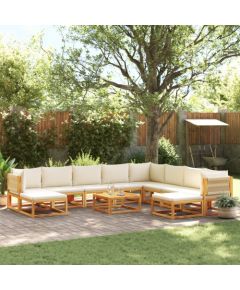 vidaXL 11-cz. zestaw wypoczynkowy do ogrodu, z poduszkami, drewniany Dārza mēbeļu komplekti