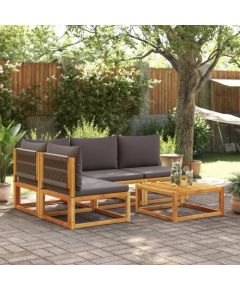 vidaXL 5-cz. zestaw wypoczynkowy do ogrodu, z poduszkami, akacjowy Dārza mēbeļu komplekti