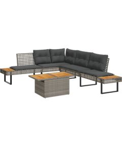 vidaXL 2-cz. zestaw wypoczynkowy do ogrodu, z poduszkami, szary Dārza mēbeļu komplekti