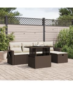 vidaXL 6-cz. zestaw wypoczynkowy do ogrodu, z poduszkami, brązowy Dārza mēbeļu komplekti