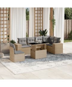 vidaXL 7-cz. zestaw wypoczynkowy do ogrodu, z poduszkami, beżowy Dārza mēbeļu komplekti