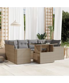 vidaXL 7-cz. zestaw wypoczynkowy do ogrodu, z poduszkami, beżowy Dārza mēbeļu komplekti