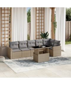 vidaXL 7-cz. zestaw wypoczynkowy do ogrodu, z poduszkami, beżowy Dārza mēbeļu komplekti