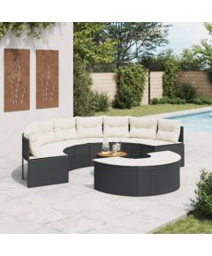 vidaXL 3-cz. zestaw mebli ogrodowych z półokrągłą sofą, czarny Dārza mēbeļu komplekti