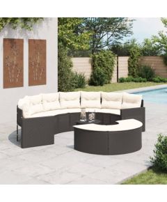 vidaXL 3-cz. zestaw mebli ogrodowych z półokrągłą sofą, czarny Dārza mēbeļu komplekti