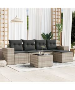 vidaXL 6-cz. zestaw mebli ogrodowych, z poduszkami, jasnoszary Dārza mēbeļu komplekti