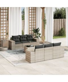 vidaXL 7-cz. zestaw wypoczynkowy do ogrodu, z poduszkami, jasnoszary Dārza mēbeļu komplekti