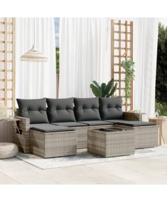 vidaXL 7-cz. zestaw wypoczynkowy do ogrodu, z poduszkami, jasnoszary Dārza mēbeļu komplekti