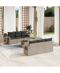 vidaXL 7-cz. zestaw wypoczynkowy do ogrodu, z poduszkami, jasnoszary Dārza mēbeļu komplekti