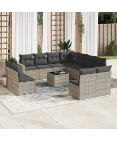 vidaXL 12-cz. zestaw mebli ogrodowych, z poduszkami, jasnoszary Dārza mēbeļu komplekti