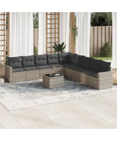 vidaXL 10-cz. zestaw wypoczynkowy do ogrodu, z poduszkami, jasnoszary Dārza mēbeļu komplekti