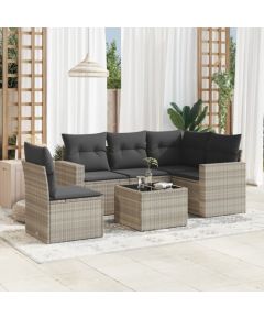 vidaXL 6-cz. zestaw mebli ogrodowych, z poduszkami, jasnoszary Dārza mēbeļu komplekti