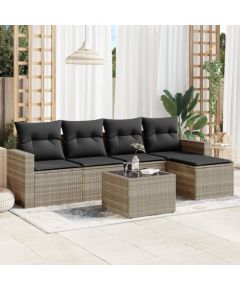 vidaXL 6-cz. zestaw mebli ogrodowych, z poduszkami, jasnoszary Dārza mēbeļu komplekti