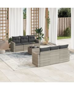 vidaXL 7-cz. zestaw wypoczynkowy do ogrodu, z poduszkami, jasnoszary Dārza mēbeļu komplekti