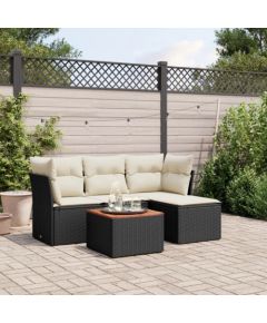 vidaXL vidaXL 5-cz. zestaw wypoczynkowy do ogrodu, poduszki, czarny rattan PE Dārza mēbeļu komplekti