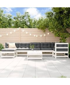 vidaXL vidaXL 8-cz. zestaw wypoczynkowy do ogrodu, biały, lite drewno sosnowe Dārza mēbeļu komplekti