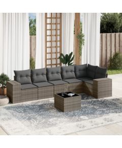 vidaXL 7-częściowy zestaw wypoczynkowy do ogrodu, z poduszkami, szary Dārza mēbeļu komplekti