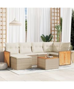 vidaXL 7-częsciowy zestaw wypoczynkowy do ogrodu, z poduszkami, beżowy Dārza mēbeļu komplekti