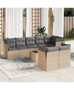 vidaXL 9-częściowy zestaw mebli ogrodowych z poduszkami, beżowy, polirattan Dārza mēbeļu komplekti