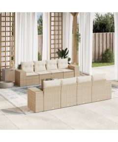 vidaXL 9-częściowy zestaw mebli ogrodowych z poduszkami, beżowy, polirattan Dārza mēbeļu komplekti