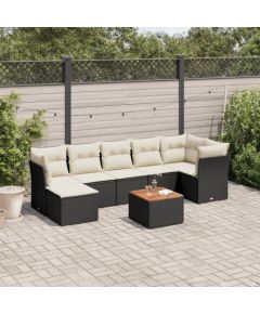 vidaXL 8-cz. zestaw wypoczynkowy do ogrodu, z poduszkami, czarny Dārza mēbeļu komplekti