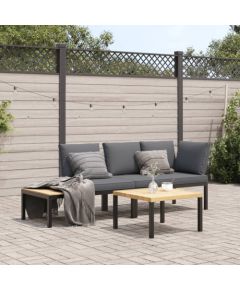 vidaXL vidaXL 3-cz. zestaw mebli do ogrodu, z poduszkami, czarne aluminium Dārza mēbeļu komplekti