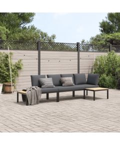 vidaXL vidaXL 3-cz. zestaw mebli do ogrodu, z poduszkami, czarne aluminium Dārza mēbeļu komplekti