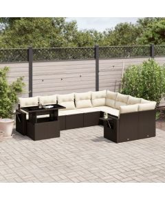 vidaXL vidaXL 10-cz. zestaw mebli ogrodowych z poduszkami, brązowy polirattan Dārza mēbeļu komplekti