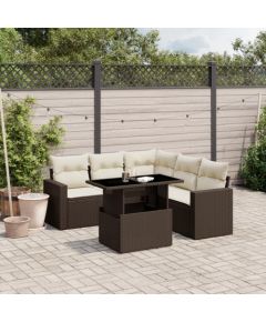 vidaXL vidaXL 6-cz. zestaw wypoczynkowy do ogrodu, z poduszkami, brązowy Dārza mēbeļu komplekti