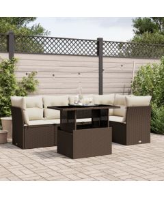 vidaXL vidaXL 6-cz. zestaw wypoczynkowy do ogrodu, z poduszkami, brązowy Dārza mēbeļu komplekti