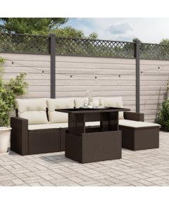 vidaXL vidaXL 6-cz. zestaw wypoczynkowy do ogrodu, z poduszkami, brązowy Dārza mēbeļu komplekti