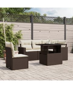 vidaXL vidaXL 6-cz. zestaw wypoczynkowy do ogrodu, z poduszkami, brązowy Dārza mēbeļu komplekti