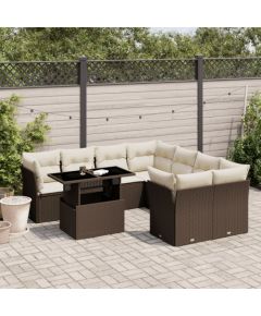 vidaXL vidaXL 9-cz. zestaw mebli ogrodowych z poduszkami, brązowy, polirattan Dārza mēbeļu komplekti