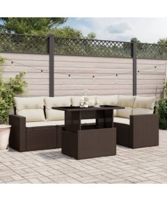 vidaXL vidaXL 6-cz. zestaw wypoczynkowy do ogrodu, z poduszkami, brązowy Dārza mēbeļu komplekti