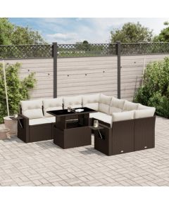 vidaXL vidaXL 9-cz. zestaw mebli ogrodowych z poduszkami, brązowy, polirattan Dārza mēbeļu komplekti